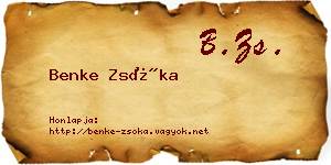 Benke Zsóka névjegykártya